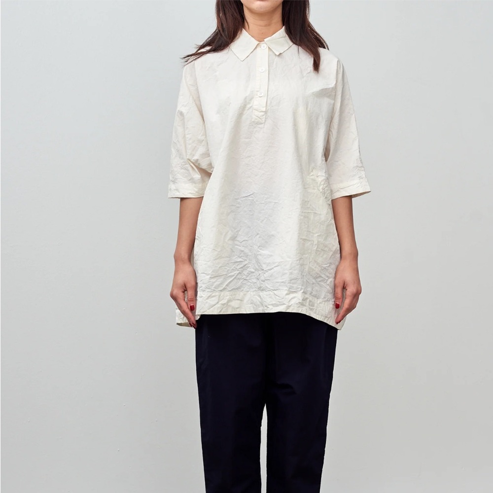 CASEY CASEY Beige Half Button-Up Blouse
